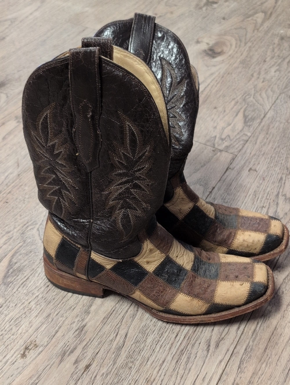 CORRAL CircleG Men's Brown Leather Ostrich Patchwork Western Boot Size11d